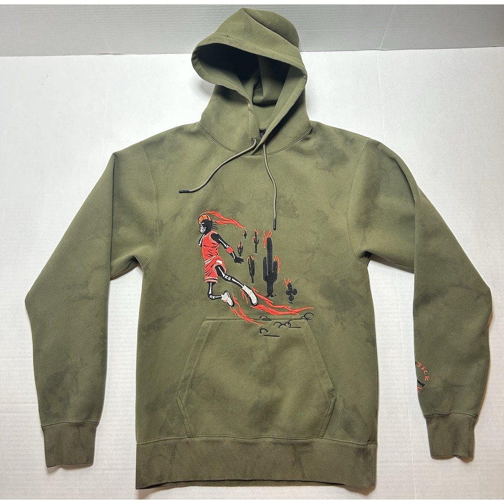 Jordan x Travis Scott Cactus Jack Hoodie Green Size XS Washed Suede Rare EUC